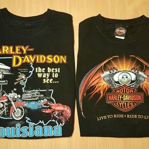 Pair of 2 HARLEY DAVIDSON of Louisiana XL tshirts